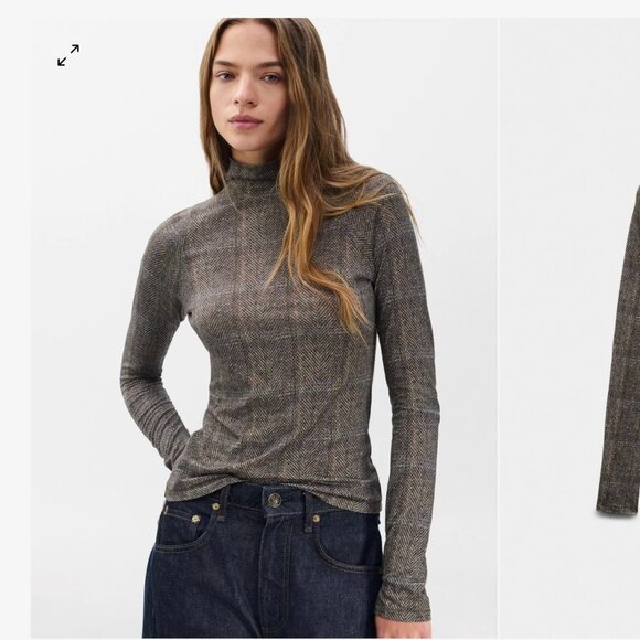 NWT Rag & Bone Shaw Plaid Turtleneck Tee Small - Picture 1 of 2